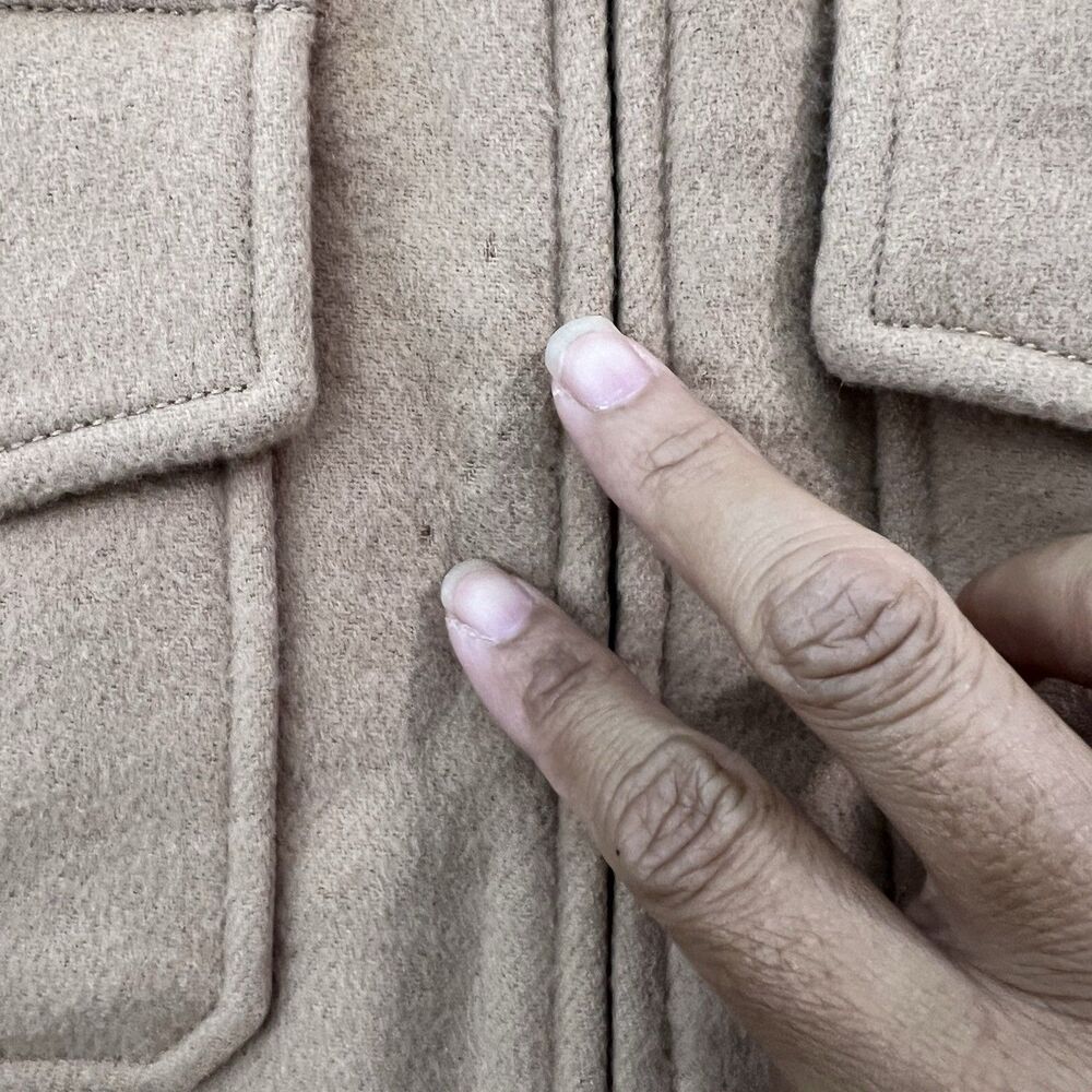 NAKED CASHMERE Wool Jacket Women Small Tan Cropped Full Zip Pocket Neutral $495 - Picture 15 of 16